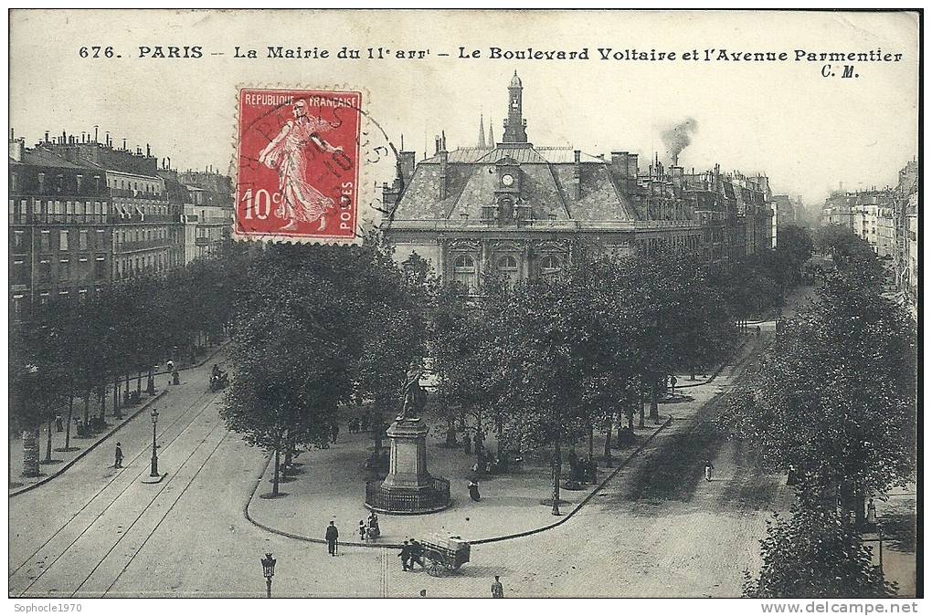 ILE DE FRANCE - SEINE- PARIS - XIème La Mairie - Boulevard Boltaire Et Avenue Parmentier - District 11