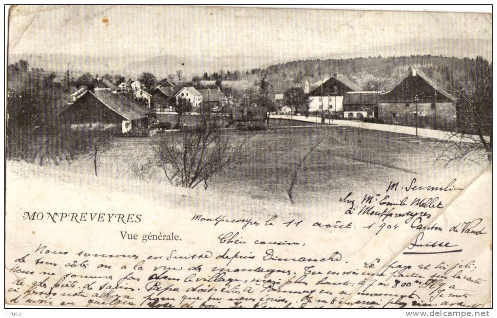 MONTPREVEYRES VUE GENERALE FAUTE D ORTHOGRAPHE PRECURSEUR - Montpreveyres