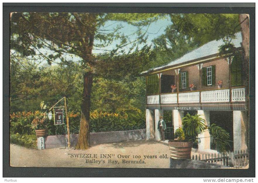 BERMUDA , SWIZZLE INN, BAILEYS BAY,  OLD POSTCARD USED HAMILTON - Bermudes