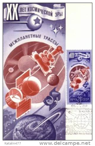 USSR- 1977. 20 Years Of The Space Flight .   -  On Maximum Cards - Cartoline Maximum
