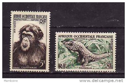 A O F  1955  Faune N° 51 / 52 Neuf  X (charniere) Paire - Nuevos