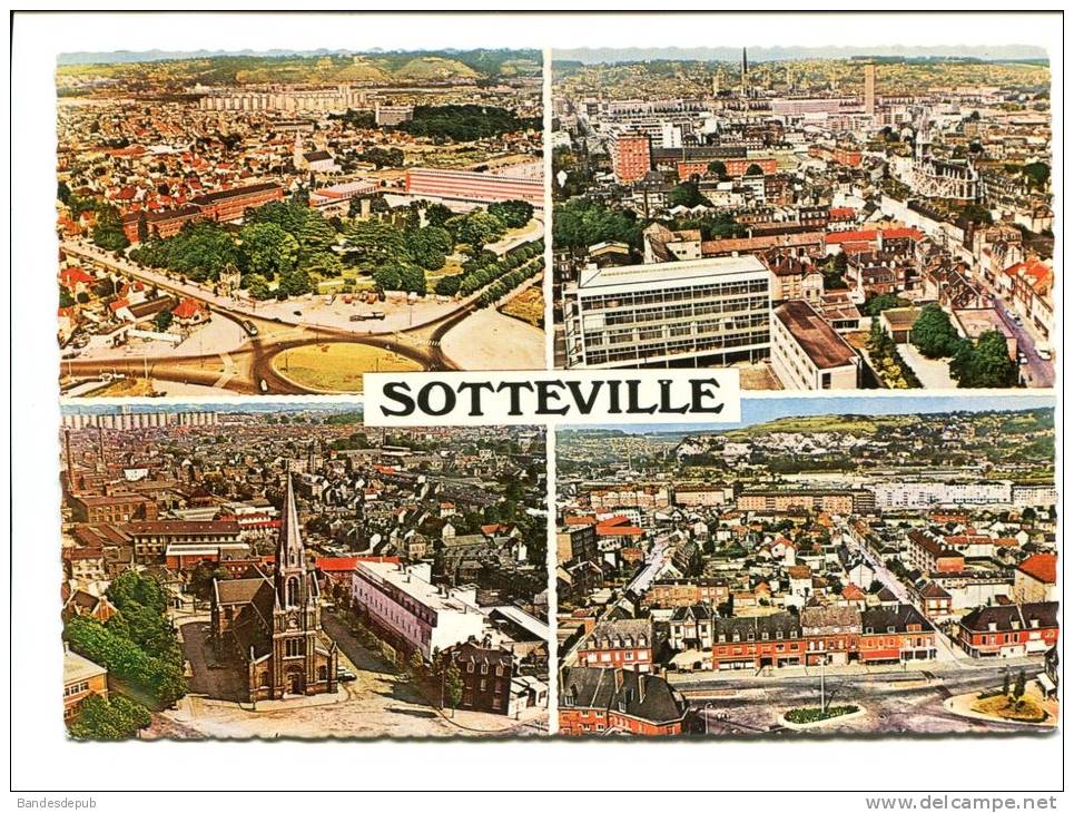 CPSM - Sotteville Les Rouen - Multivues (vue Générale Aérienne église Rond-point De Bruyeres Place Voltaire SOFER ) - Sotteville Les Rouen