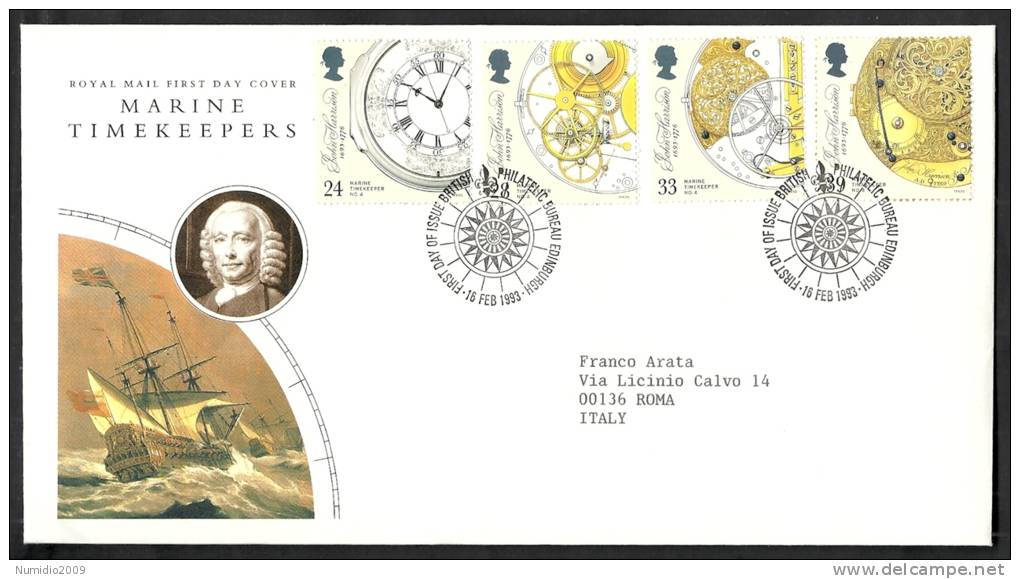 1993 GB FDC MARINE TIMEKEEPERS - 003 - 1991-2000 Decimal Issues