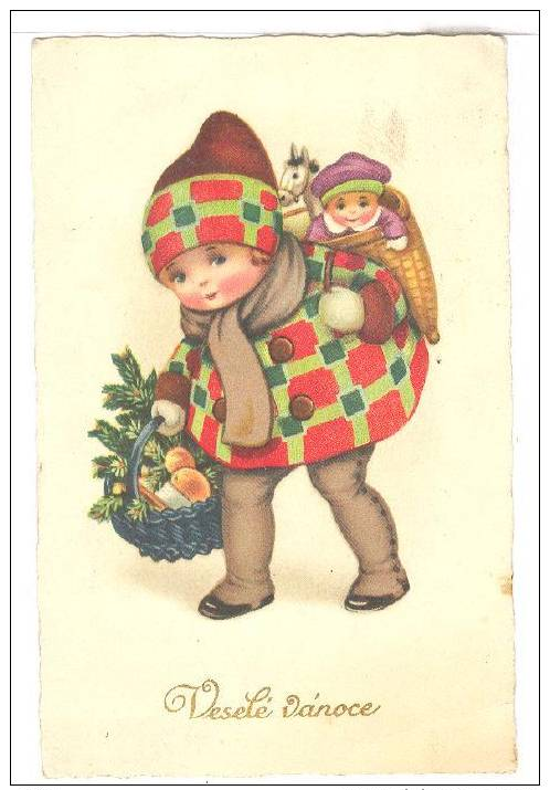 Child Carrying Toys On Back And Basket, Vesele Vanoce, PU - Games & Toys