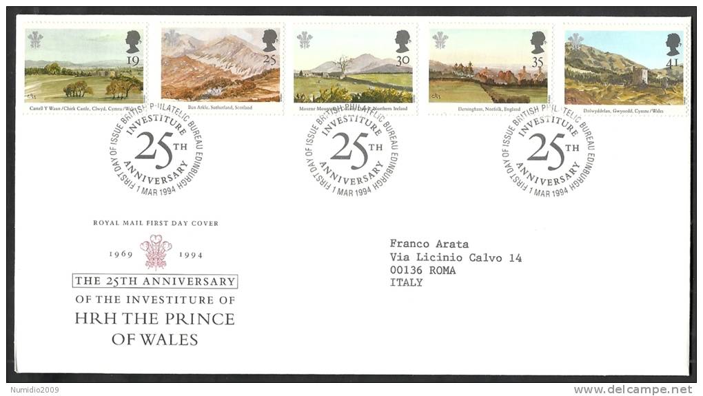 1994 GB FDC THE 25 TH ANNIVERSARY THE PRINCE OF WALES - 003 - 1991-2000 Em. Décimales