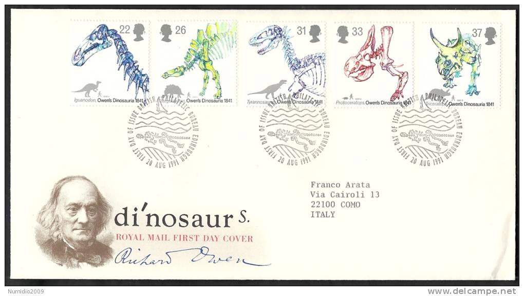 1991 GB FDC DINOSAURS - 003 - 1991-2000 Em. Décimales