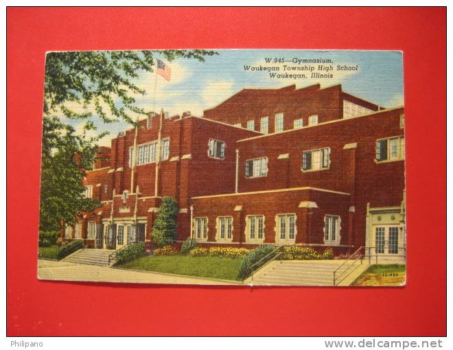 Illinois > Waukegan Township High School 1955 Cancel No Stamp   Linen  --   ---  -ref 296 - Waukegan