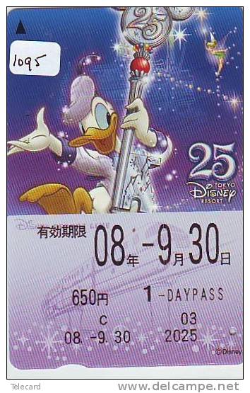 Carte Prépayée Japon * DISNEY  (1095) DISNEY RESORT LINE * TRAIN * PASS *  1-DAYPASS * ADULT - Disney