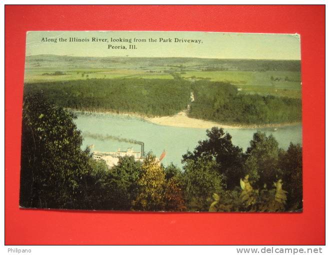Illinois > Peoria Along The Ill River  Looking From Park Driveway  1912 Cancel --   == --   ---  -ref 296 - Peoria