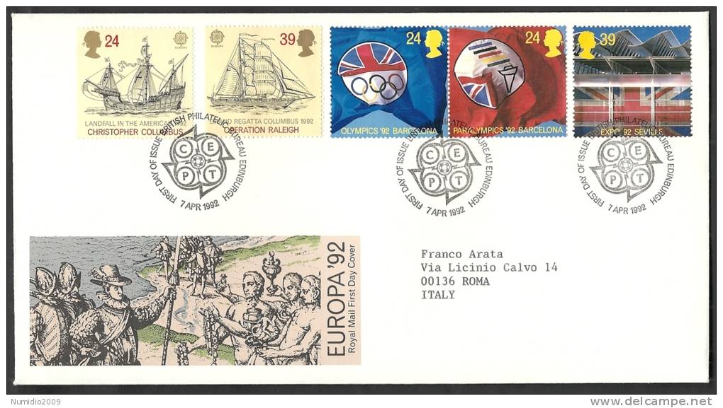 1992 GB FDC EUROPA AND BARCELONA '92 - 004 - 1991-2000 Em. Décimales