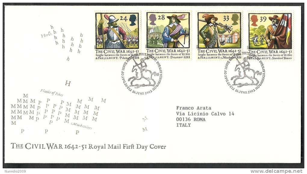 1992 GB FDC THE CIVIL WAR 1642-51 - 004 - 1991-00 Ediciones Decimales