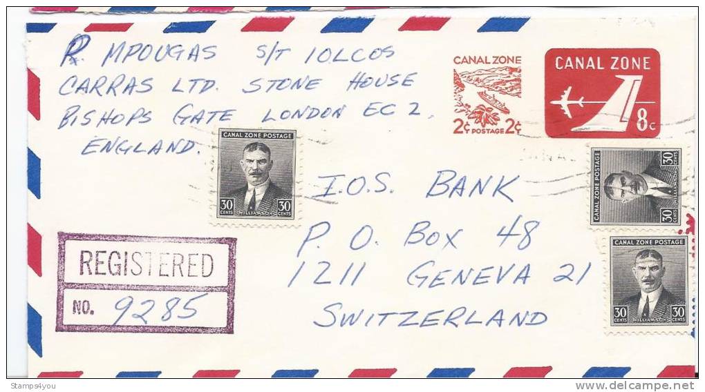 AM - 17598 - Entier Postal Recommandée Envoyé De Balboa 1968 - Kanalzone