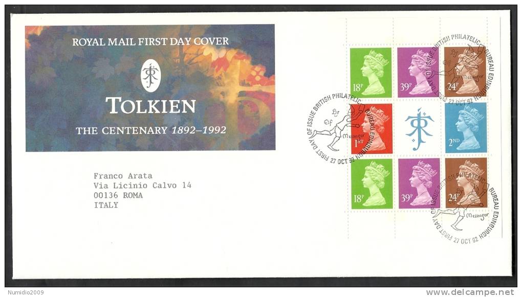 1992 GB FDC TOLKIEN THE CENTENARY - 004 - 1991-2000 Em. Décimales