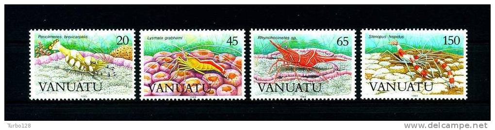 VANUATU 1989  N° 822/825 **  Neufs,  Ier Choix. Sup. Cote: 9 &euro;  (Faune Marine. Crevettes. Marine Fauna) - Vanuatu (1980-...)