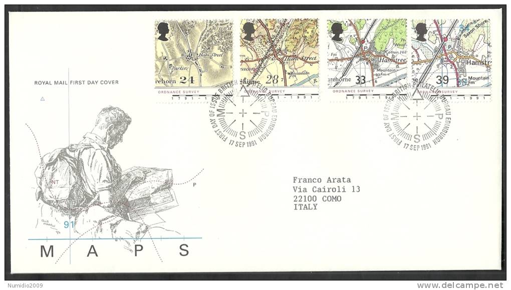 1991 GB FDC MAPS - 004 - 1991-2000 Em. Décimales