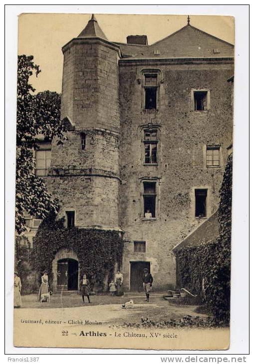 Ref 174 - ARTHIES - Le Château Du 15ème (carte Animée De 1914) - Arthies