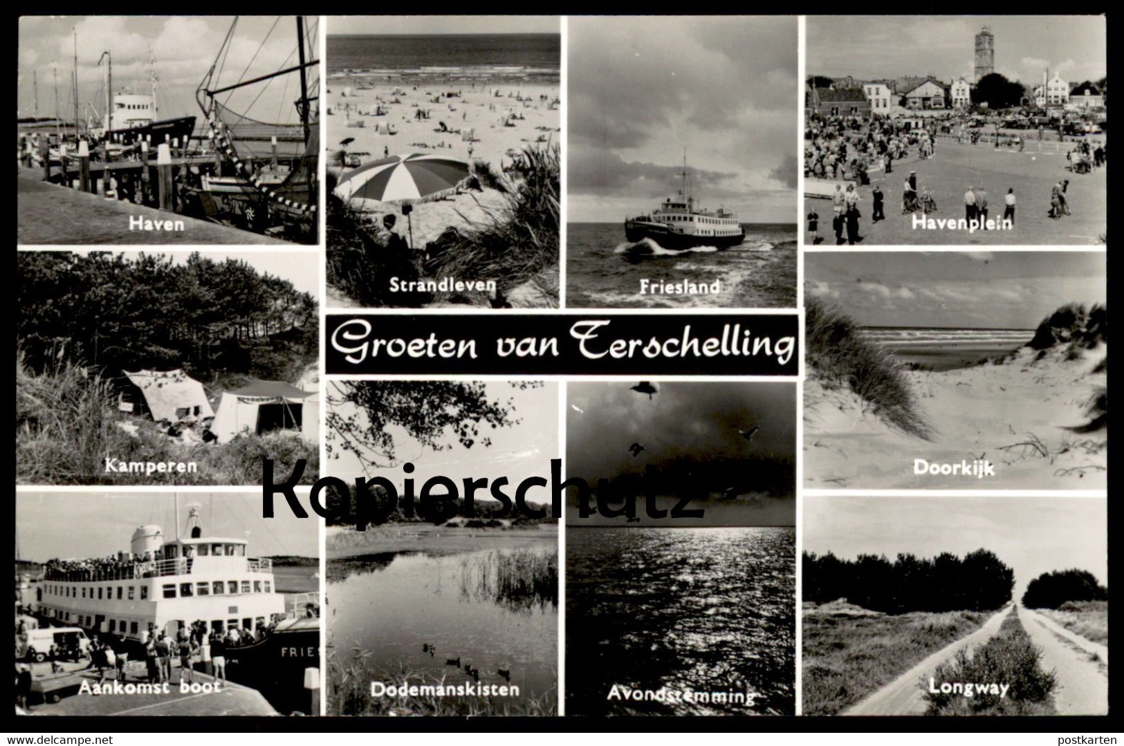 ÄLTERE POSTKARTE GROETEN VAN TERSCHELLING HAVEN KAMPEREN CAMPING SCHIFF FRIESLAND Ship Fishing Boat Cpa Postcard AK - Terschelling