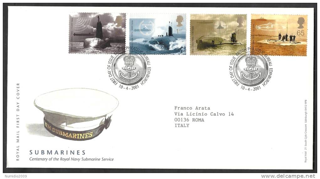 2001 GB FDC SUBMARINES - 004 - 2001-2010 Decimal Issues