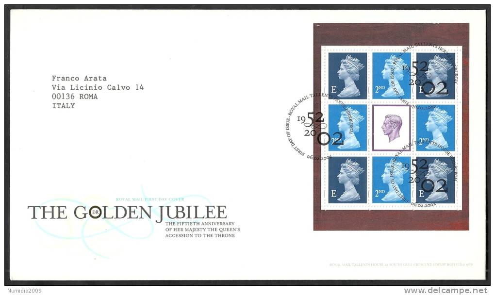 2002 GB FDC THE GOLDEN JUBILEE - 004-002 - 2001-2010 Em. Décimales