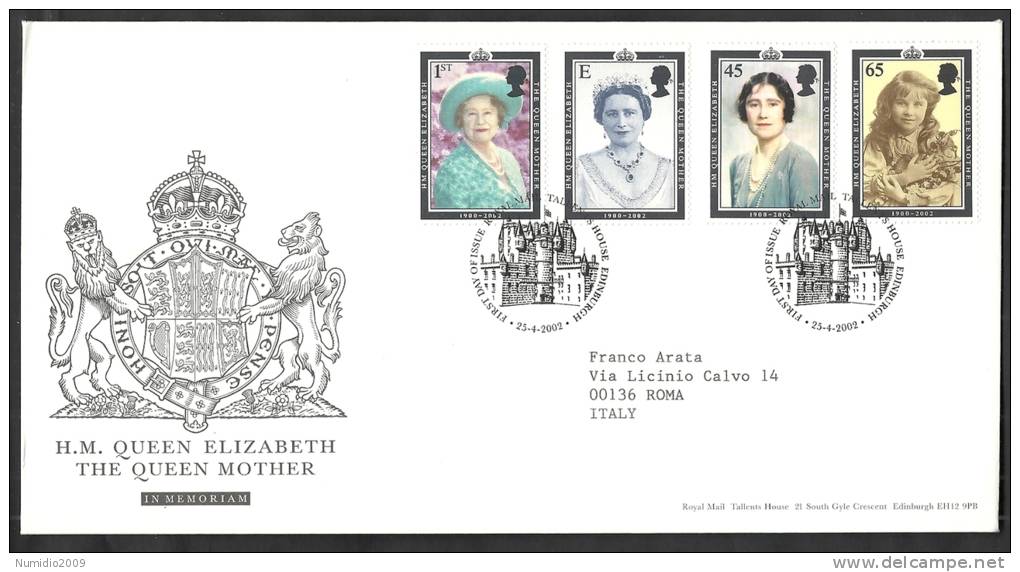 2002 GB FDC H.M. QUEEN ELIZABETH THE QUEEN MOTHER - 004 - 2001-2010 Decimal Issues