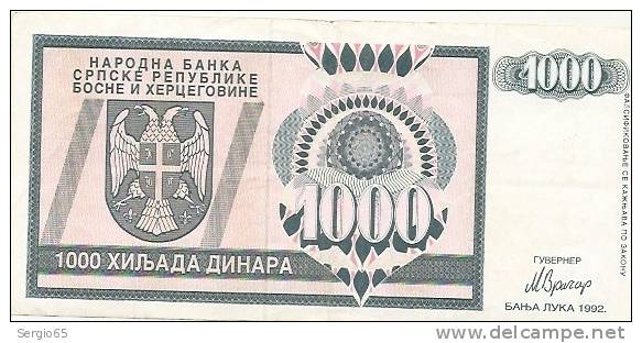 REPUBLIKA SRPSKA - 1000 DIN - 1992. - Bosnie-Herzegovine