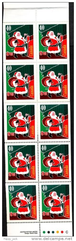 Canada 1991 North America Christmas Santa Claus 1339a  In Cover BK 134 Full Open Booklet MNH - Carnets Complets