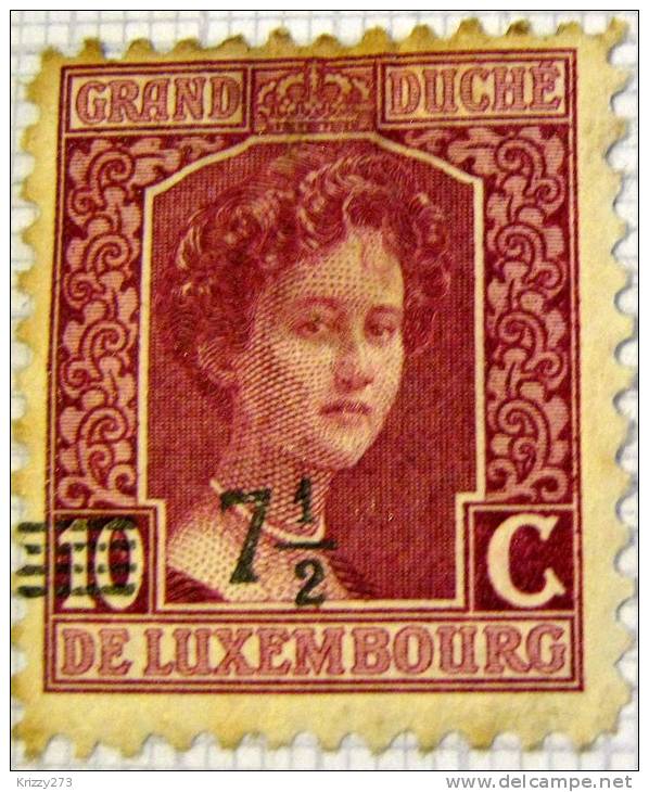 Luxembourg 1914 Grand Duchess Adelaide 10c Overtyped 7.5c - Unused - 1914-24 Marie-Adélaida