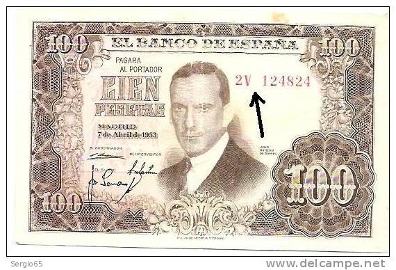 100 PESOS - 1953. - 100 Peseten