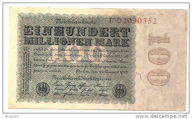 22.8.1923. - 100 Miljoen Mark