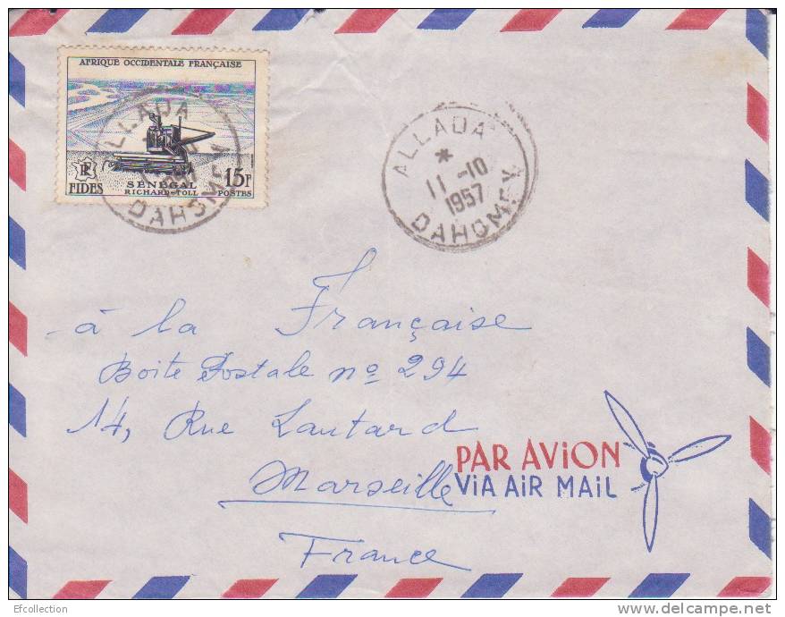 ALLADA - DAHOMEY - 1957 - COLONIES FRANCAISES - LETTRE - MARCOPHILIE - Brieven En Documenten