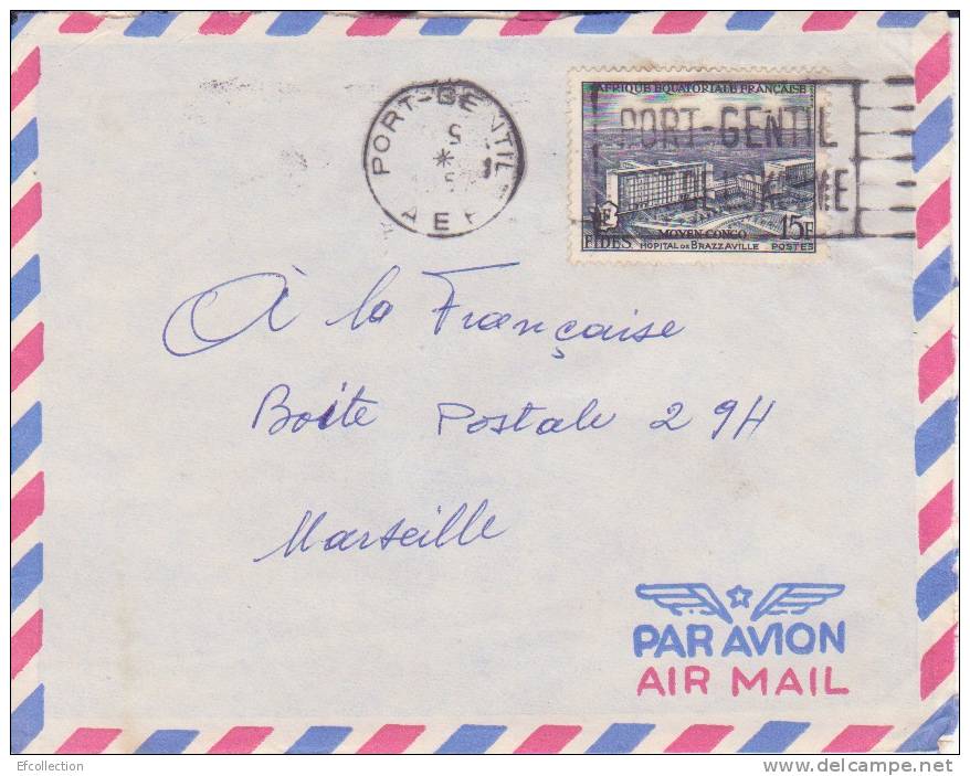 MARCOPHILIE - PORT GENTIL - GABON - 1957 - COLONIES - A.E.F - N°234 - AVION - LETTRE - FLAMME - Autres & Non Classés