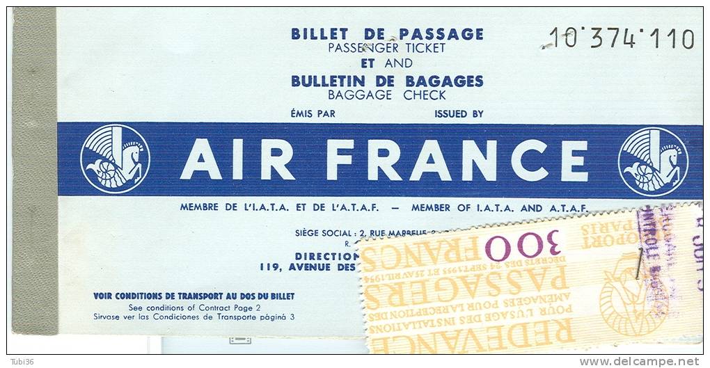 AIR  FRANCE - BIGLIETTO AEREO  1958 - - Europe