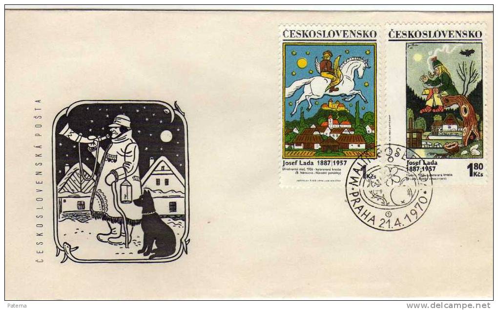 Sobre PRAHA 1970,  Checoslovaquia,Josef Lada, - Lettres & Documents