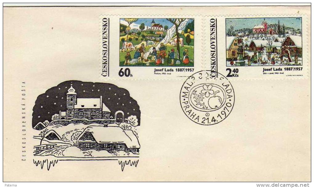 Sobre PRAHA 1970,  Checoslovaquia,Josef Lada, - Covers & Documents