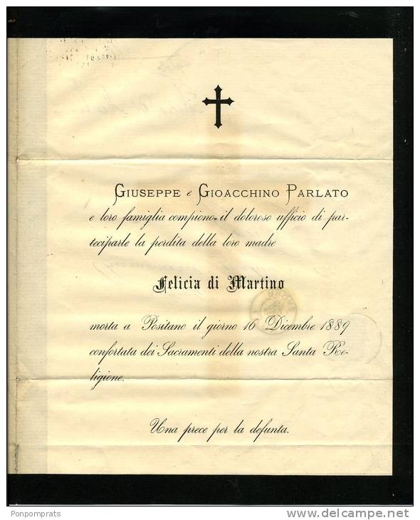 LETTRE De DEUIL à 5 Centesimi Tarif Imprimé Pour La France  Oblt NAPOLI 1889 - Marcophilie