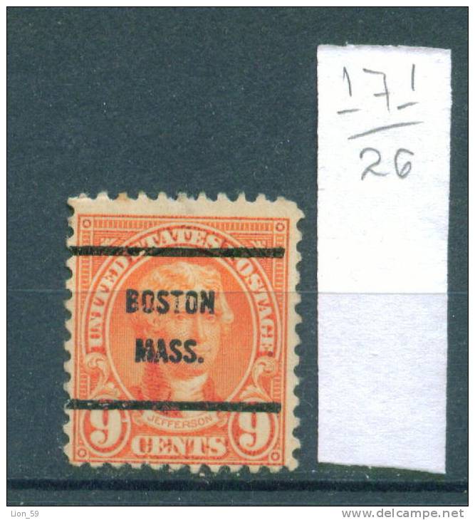 26K171 / BOSTON MASS. - State Massachusetts County Suffolk Precancel, Preo Vorausentwertung United States Etats-Unis USA - Vorausentwertungen