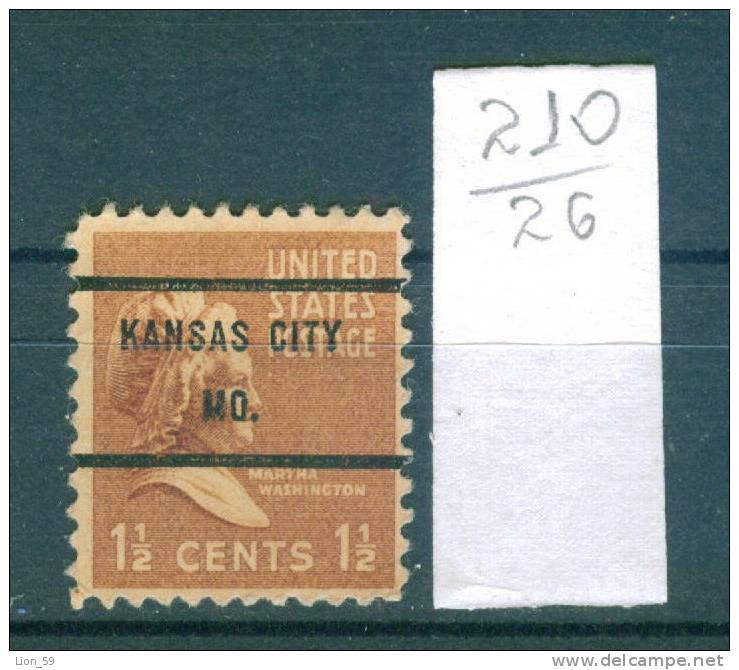 26K210 // KANSAS CITY MO. -  State Missouri - Precancel, Preo Vorausentwertung United States Etats-Unis USA - Préoblitérés