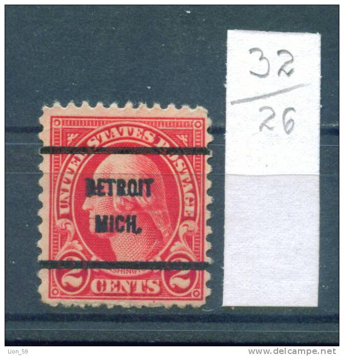 26K32 // DETROIT MICH. - State Michigan County Wayne - Precancel, Preo Vorausentwertung United States Etats-Unis USA - Voorafgestempeld