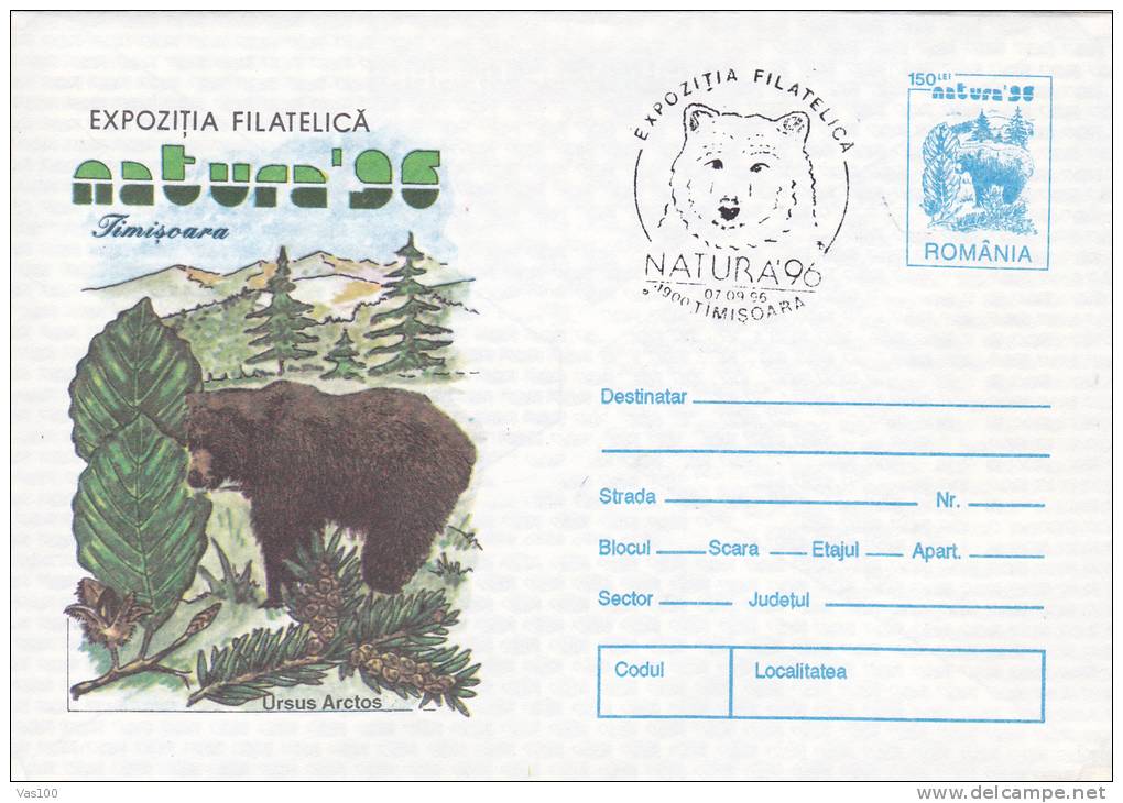 Bears,Ours 1996 Special Cover Stationery  Oblit Concordante - Romania. - Bears