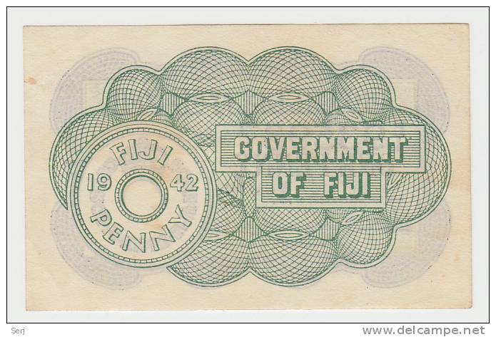 Goverment Of Fiji 1 Penny 1942 XF - AUNC CRISP Banknote P 47 - Figi