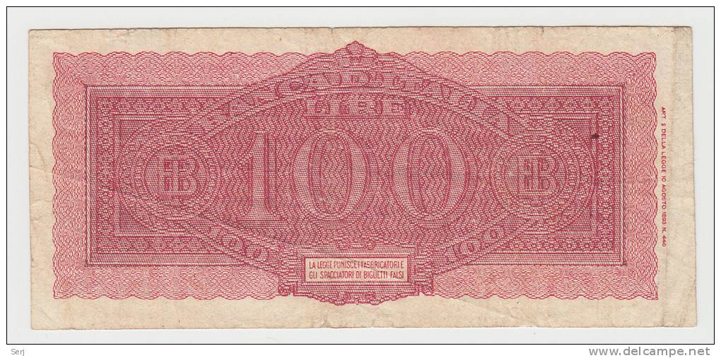 Italy 100 Lire 1944 "F+" P 75a 75 A - 100 Lire