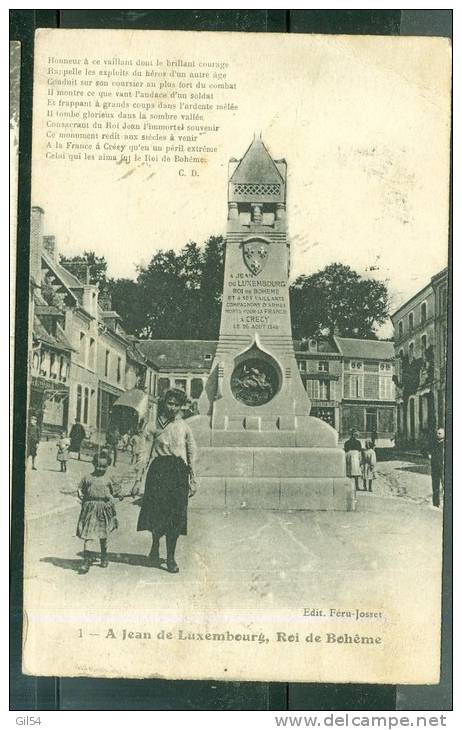 Crecy , Monument , à Jean De Luxembourg , Roi De Bohème   Sj103 - Crecy En Ponthieu