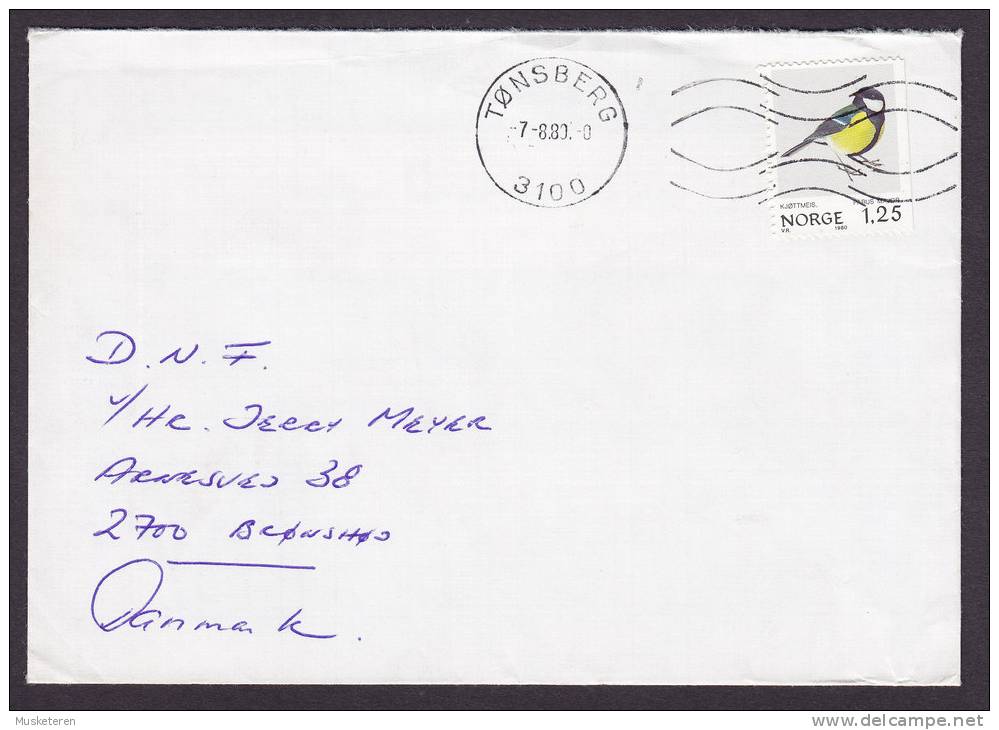 Norway Deluxe TØNSBERG 1980 Cover To BRØNSHØJ Denmark Bird Vogel - Lettres & Documents