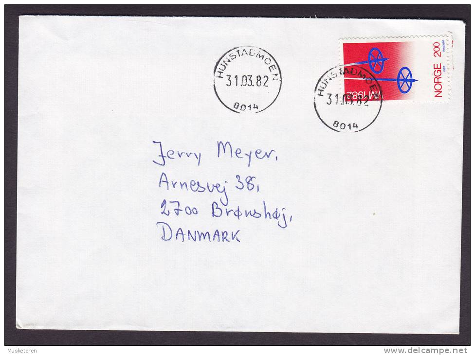 Norway Deluxe HUNSTADMOEN 1982 Cover To BRØNSHØJ Denmark Skiing World Cup - Briefe U. Dokumente