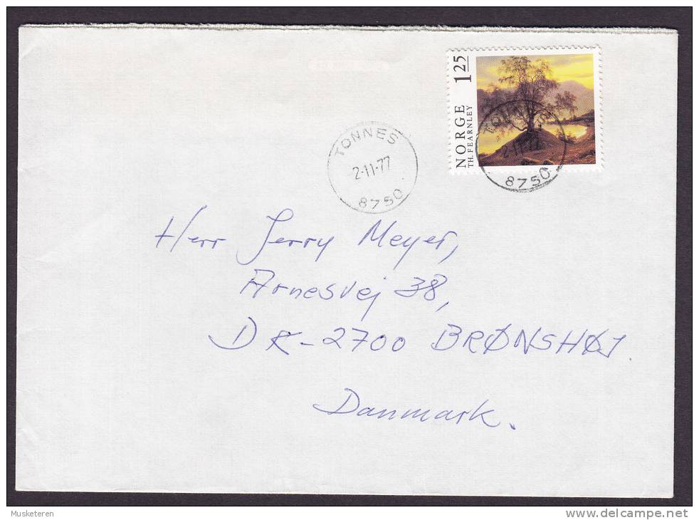 Norway Deluxe TONNES 1977 Cover To BRØNSHØJ Denmark Gemälde Painting Von Thomas Fearnley - Storia Postale