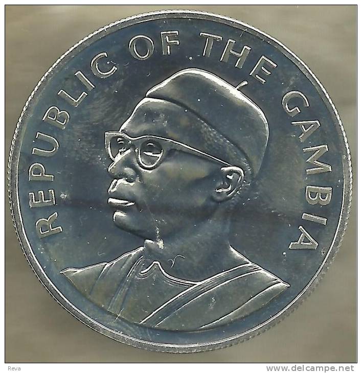 GAMBIA 10 DALASIS EMBLEM 10 YEARS OF IND FRONT MAN HEAD BACK 1975 PROOF AG SILVER KM16 READ DESCRIPTION CAREFULLY !!! - Gambia