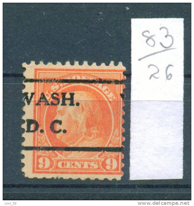 26K83 / WASH. D.C. - Washington District Of Columbia  - Precancel, Preo,Vorausentwertung United States Etats-Unis USA - Precancels