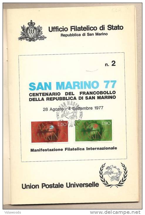 San Marino - Centenario Del Francobolli Di San Marino - 1977 - Opuscolo Originale Della Manifestazione * G - Variétés Et Curiosités