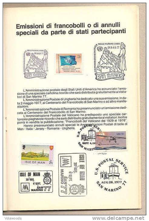 San Marino - Centenario Del Francobolli Di San Marino - 1977 - Opuscolo Originale Della Manifestazione * G - Variétés Et Curiosités