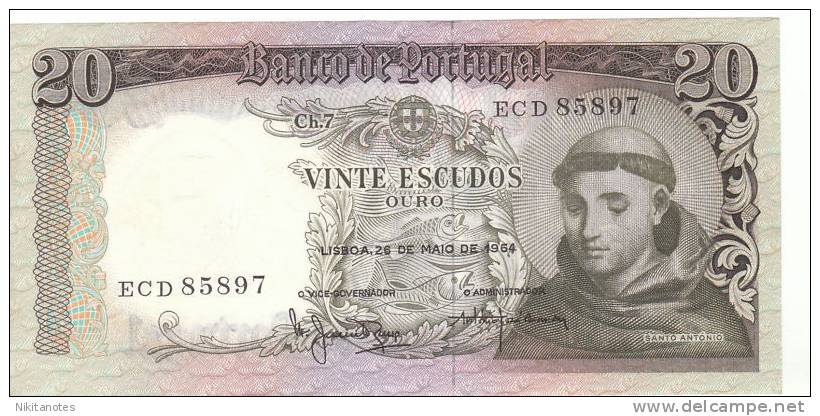 Portugal 20 Escudos St Antonio P 167 1964 VF - Portogallo